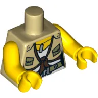 Torso Shirt with Knot and Pockets, Belt and ID Tag Print, Yellow Arms and Hands