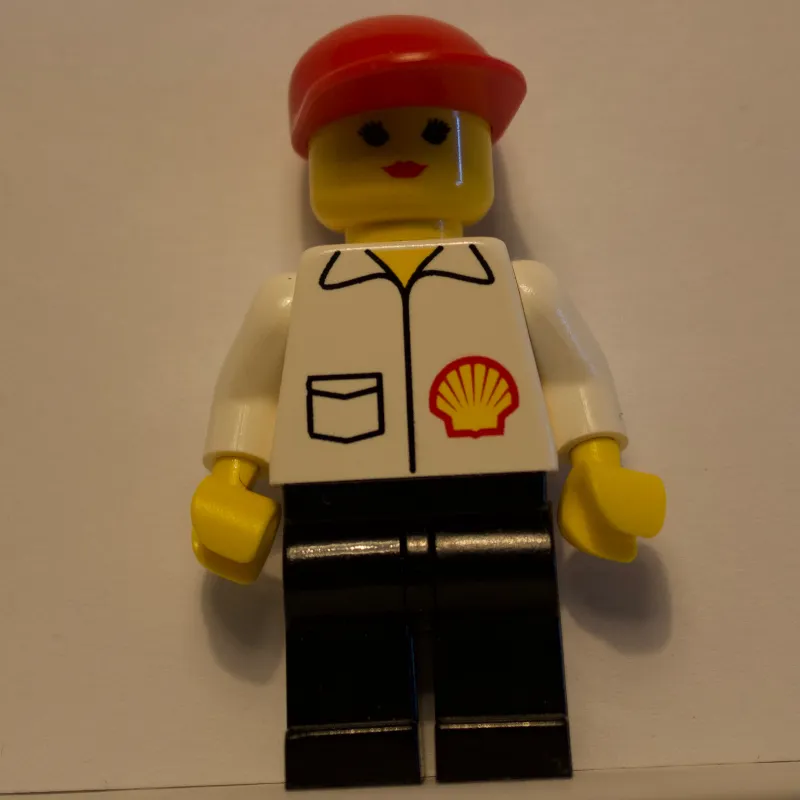 Woman, White Shirt with Shell Logo, Red Cap