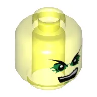 Minifig Head Morro, Pointed Eyebrows, Bright Green Eye Shadows, Open Mouth Print [Hollow Stud]