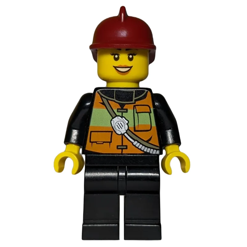 Firewoman, Safety Vest with Shoulder Straps, Red Helmet