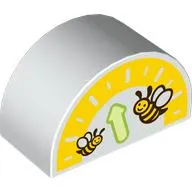 Duplo Brick 2 x 4 x 2 Curved Top with Gauge, Bees print