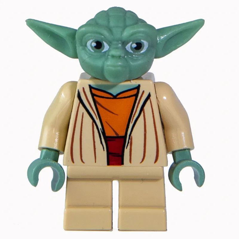 Yoda, Sand Green Head with Gray Hair, Dark Red Sash (Clone Wars)