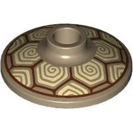 Dish 2 x 2 Inverted with Dark Red Hexagons, Tan Swirls print