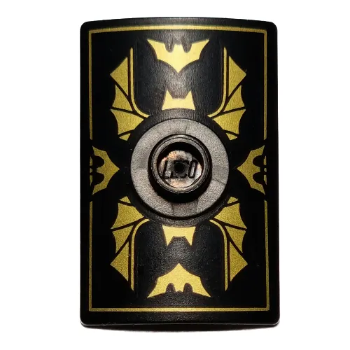Shield Rectangular Curved with Stud with Gold Bat Wings and Batman Logo Print