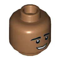 Minifig Head Raj Koothrappali, Dual Sided, Eyebrows, Open Mouth Smile / Worried [Hollow Stud]