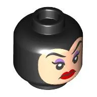 Minifig Head Evil Queen, Light Nougat Face, Medium Lavender Eyeshadow, Red Lips Print