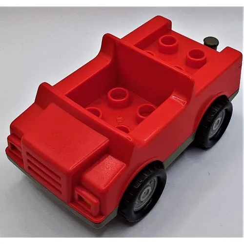 Duplo Car with 2 x 2 Studs and Dark Gray Base, Silver Hubs