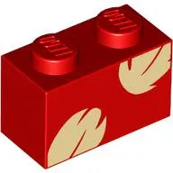 Brick 1 x 2 with Tan Leaves print