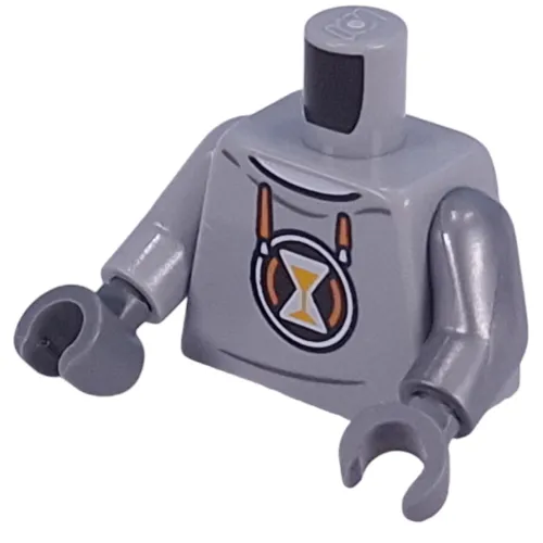 Torso, Hoody, Orange Laces, Hourglass Symbol, Orange X on back print, Flat Silver Arms, Dark Bluish Gray Hands