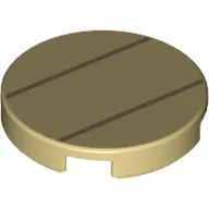 Tile Round 2 x 2 with Bottom Stud Holder with Two Dark Tan Lines Print