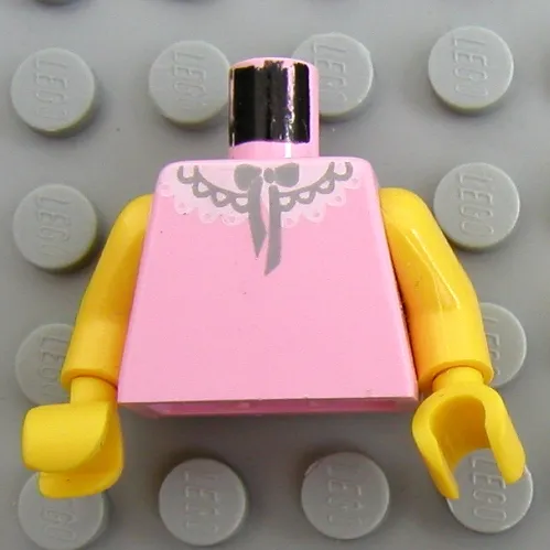 Torso Vest Top, White Lace Collar Print, Yellow Arms and Hands