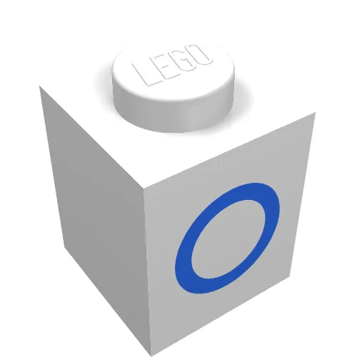 Brick 1 x 1 with Blue '0' Print