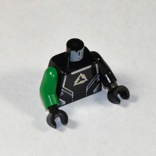 Torso, Odd Arms, Shirt with Alpha Team Arctic Logo, Silver Lines Print, Left Black Arm, Right Green Arm, Black Hands