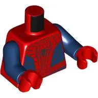 Torso, Black Spider Webs, Back Spider Logo in Front, Red Spider on Back, Dark Blue Panels print, Dark Blue Arms, Red Hands