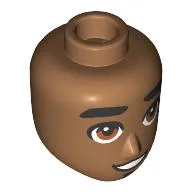 Minidoll Head Male, Thick Black Eyebrows, Light Brown Eyes Looking Up, Open Mouth