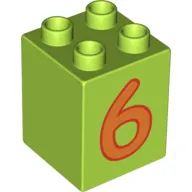 Duplo Brick 2 x 2 x 2 with Orange '6' Print