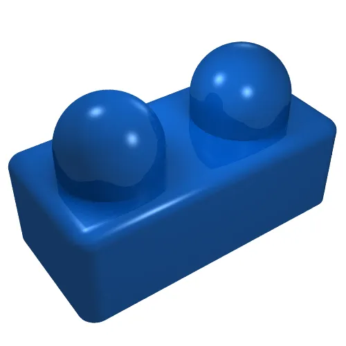 Primo Brick 1 x 2 with Green, Yellow Red Squares Print