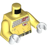Torso Shirt with White Squares, Red Triangles, Belt, Print, Bright Light Yellow Arms, White Hands