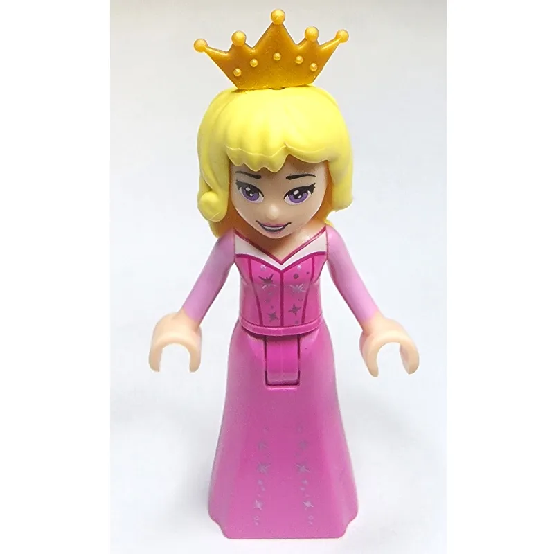 Aurora - Dark Pink Dress, Silver Decoration, Pearl Gold Crown