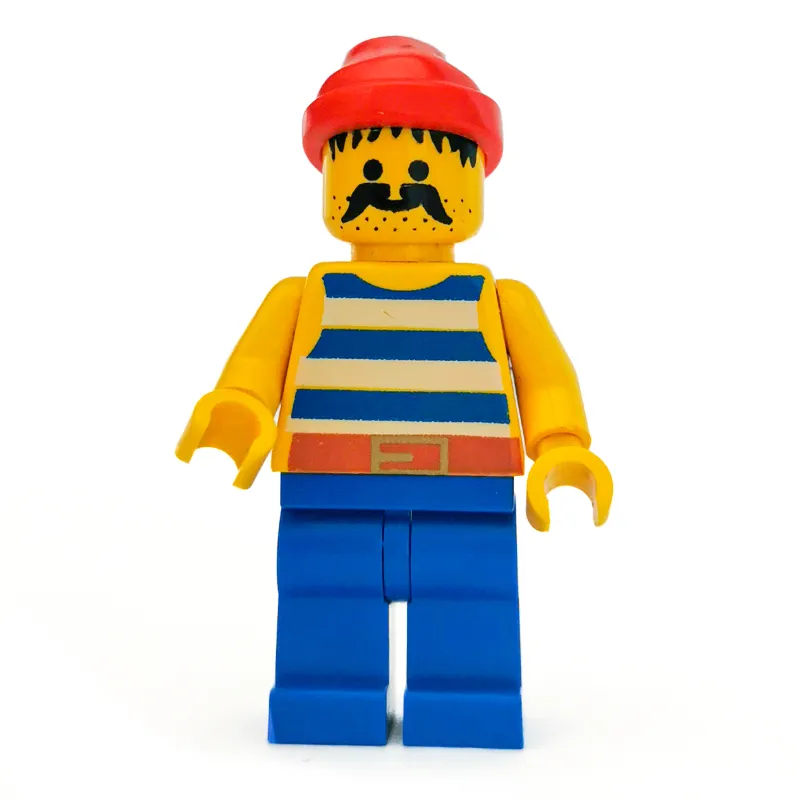 Pirate - Blue Stripes, Blue Legs, Red Bandana, Gold Belt Buckle, 3626b