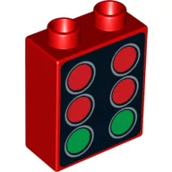 Duplo Brick 1 x 2 x 2, with 4 Red and 2 Green Starting Lights Print