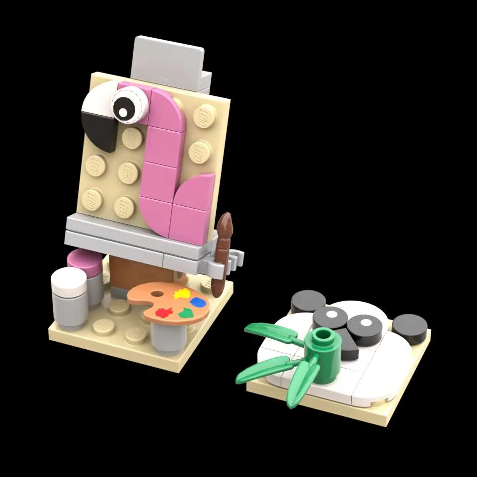 Creative Wildlife Panda and Flamingo