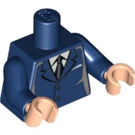Torso Suit with 2 Buttons, Gray Sides, Black Centerline Print, Dark Blue Arms, Light Nougat Hands