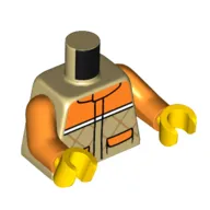 Torso Jacket, Stitch Markings, Orange Top, Pockets Print, Orange Arms, Yellow Hands