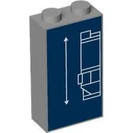 Brick 1 x 2 x 3 with White Blueprint Lines on Dark Blue Background print