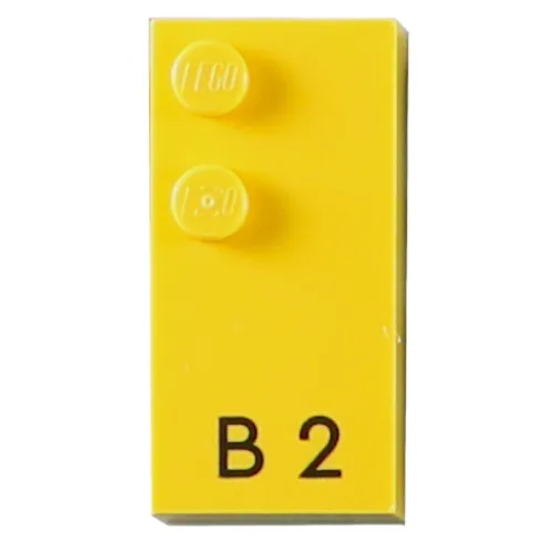 Braille Brick 2 x 4 with 2 Studs ⠃ and 'B 2' Print
