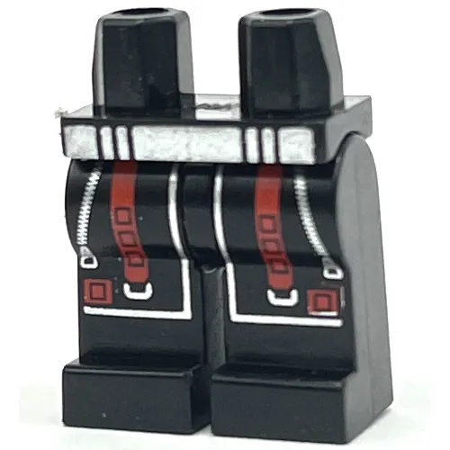 Hips and Black Legs with Silver Zippers and Red Straps Print