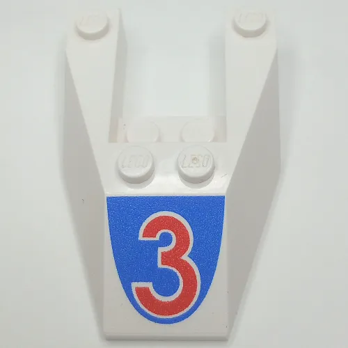 Wedge Sloped 6 x 4 Cutout, No Stud Notches with Red '3' Print