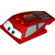 Wedge Curved 6 x 4 x 1 1/3 with 4 x 4 Base with Blue Eyes, Windows and '95' Print (Lightning McQueen)
