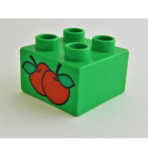 Duplo Brick 2 x 2 with Two Apples Print