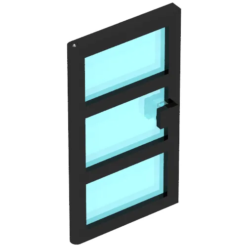 Door 1 x 4 x 6 with 3 Panes with Trans-Light Blue Glass