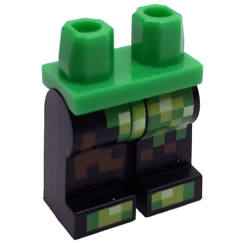 Hips and Black Legs with Pixelated Bright Green, Lime and Reddish Brown Creeper Costume Print