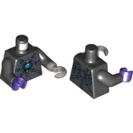 Torso Armour with Dark Bluish Gray Belts, Star and Blue Chi Jewel Print, Black Arms, Dark Purple Hand Right, Flat Silver Hook Left