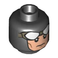 Minifig Head Batman, Balaclava, White Goggles, Stern Expression