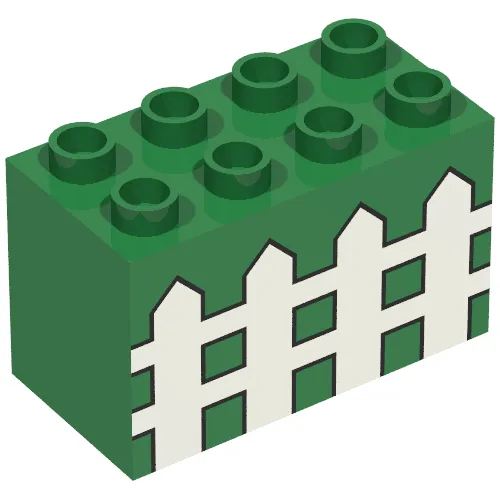 Duplo Brick 2 x 4 x 2 with Fence Print