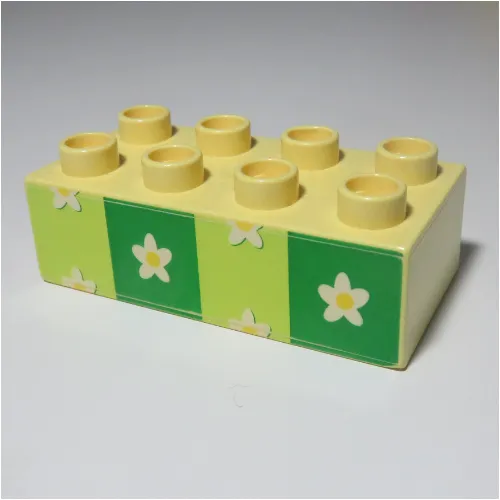 Duplo Brick 2 x 4 with Flower Wallpaper Print