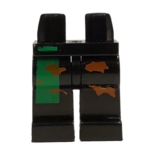 Hips and Black Legs with Green Stripe and Brown Camouflage Spots Print