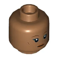 Minifig Head Val, Reddish Brown Eyebrows, Peach Lips, Neutral / Goggles Print