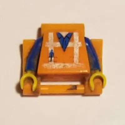 Watch, Link, Extra Long with Minifigure Torso Safety Vest with Reflective Crossed Stripes over Blue Shirt Print, Blue Arms, Yellow Hands
