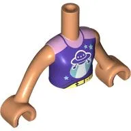 Minidoll Torso Girl with Dark Purple Top with UFO, Bright Pink Shirt print, Nougat Arms and Hands