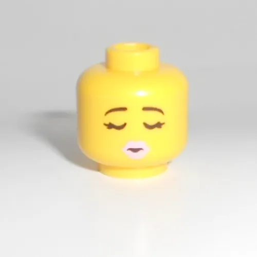 Minifig Head, Eyebrows, Bright Pink Lips, Red Heart-Shaped Sunglasses / Eyes Closed Print