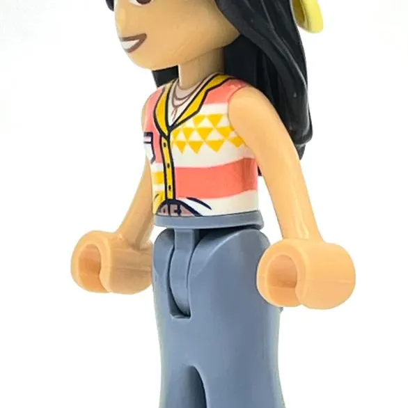 Liann - Coral/Bright Light Orange Top, Sand Blue Legs, Flower