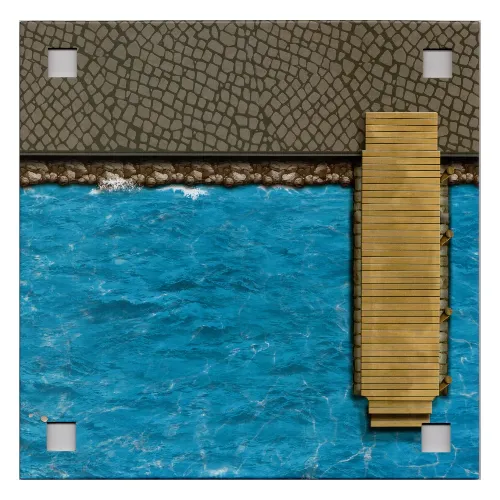 Baseplate with 4 Square Corner Holes and Beach / Embankment (Landing) Print