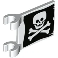 Flag 2 x 2 Square [Thick Clips] with Skull and Crossbones (Jolly Roger) Print, Dual Sided