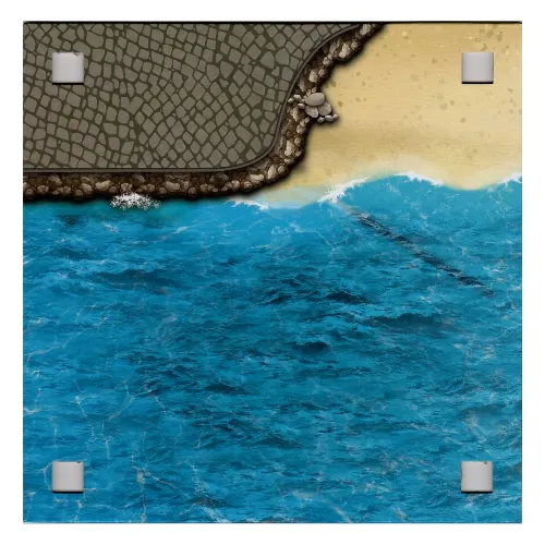 Baseplate with 4 Square Corner Holes and Water / Beach Print
