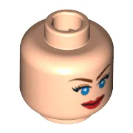 Minifig Head Elsa Schneider, Dual Sided, Blue Eyes Scared / Smiling Print [Blocked Open Stud]